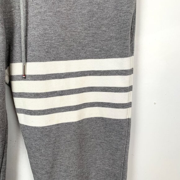 THOM BROWNE New York Gray Cotton Jogger Sweatpants With Four Bar Stripe Detail M - Picture 5 of 7
